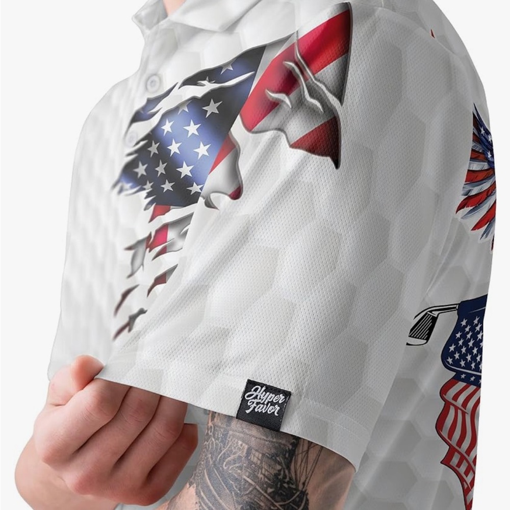 Patriotic Men's Golf Shirt - Picture 4 of 6